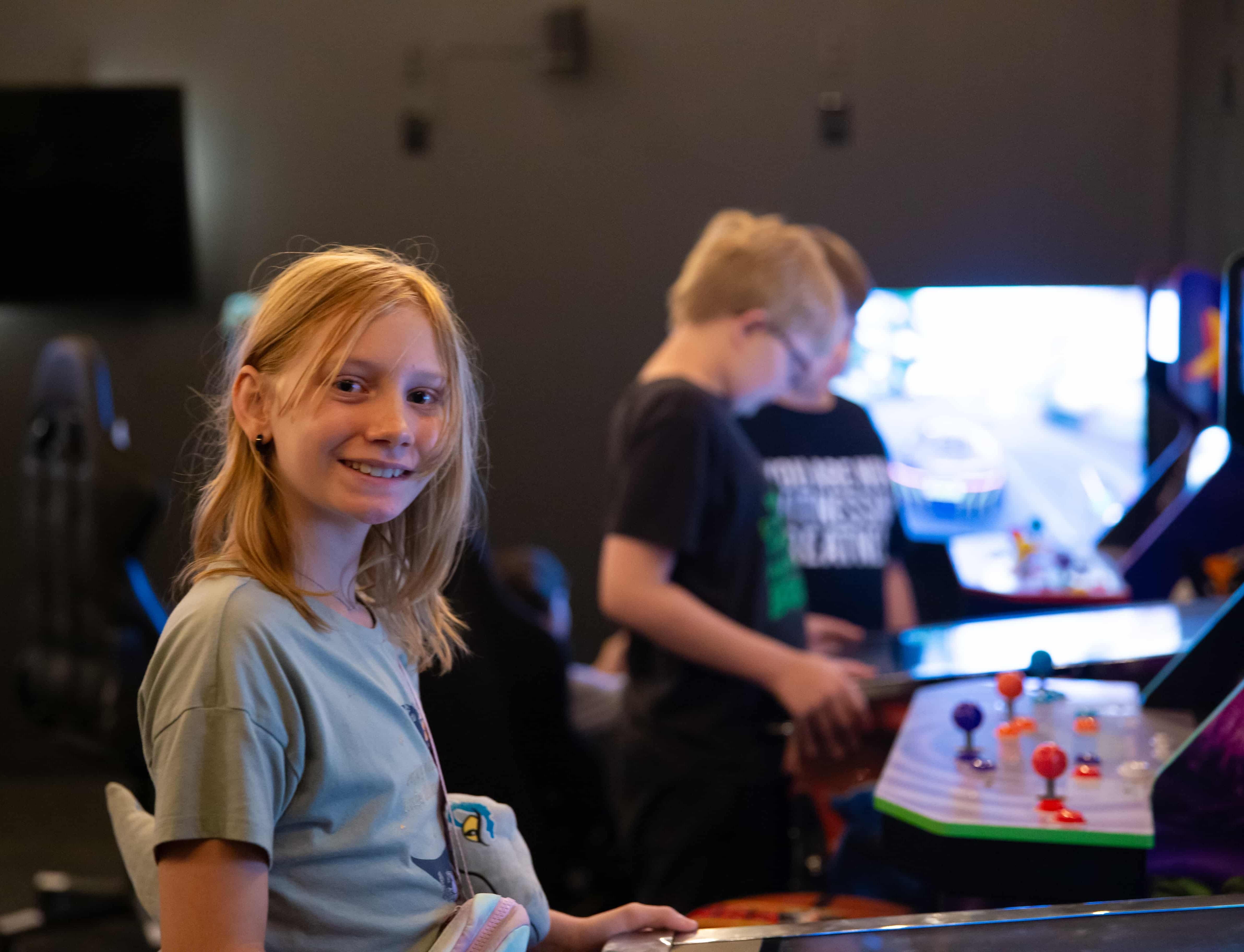 Kids in the arcade